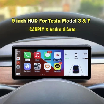 mini Pro Digital HUD Našumo LCD Ekrano Tesla Model 3 Y Paramos Belaidžio Carplay 