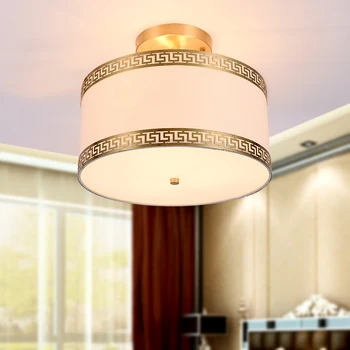 Modernus naujas Kinų stiliaus audinio lubų lempa, restoranas, kambarių klasikinis kūrybos vario LED lubų šviestuvas nemokamas pristatymas