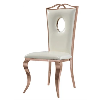 Modernūs, prabangūs kinijos stiliaus nerūdijančio plieno PU odos valgomojo kėdės su aukštais atlošais subtilus namų dekoro valgomasis