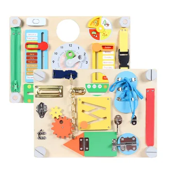 Montessori Mediniai Busyboard Dvipusis Užimtas Valdybos Atrakinti Žaislai Gyvenimo Įgūdžių Mokymą Ikimokyklinio Ugdymo Medienos Žaislas Žaidimo Lentos
