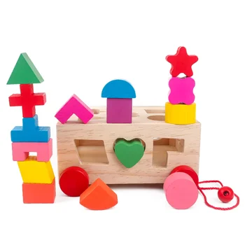 Montessori Mediniai Geometrija, Montavimas Blokai juguetes Kūdikių Ankstyvojo Mokymosi Švietimo Žaislas Vaikams, Žaislai