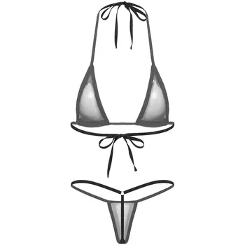 Moterys, Žr.-per Dviejų dalių Maudymosi Trikampis Bikini Apynasrio Maudymosi kostiumai bei kelnaitės Nėriniai-up Liemenėlė su T-atgal Trumpikės Diržas apatinis Trikotažas Naktį