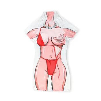 Moterų Individualumą Animacinių filmų Grožio Bikini Spausdinimo Suknelės Vasaros Seksualus trumpomis Rankovėmis Mini Suknelė vestidos de verano mujer 2022
