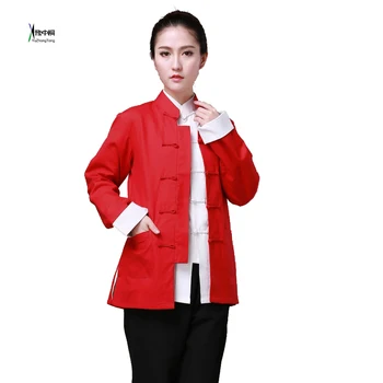 Moterų Kung Fu Vienodas Chi Striukė Kailis femal chaqueta rubisafe 100% Medvilnės Kinijos Tradicinių Kieto dviaukštė Tango Kostiumas Striukė