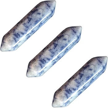 Mėlyna Balta Akmens 32*8mm Šešiakampiu Prizmę Minerale Brangakmenio Reiki Namų Puošybai Natūralaus Akmens Papuošalai, Aksesuarai