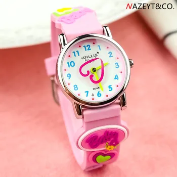naujas mados mergaičių vandeniui kvarco žiūrėti vaikams mielas širdies dial rožinės spalvos silikoninis kūdikių dizaino laikrodis vaikai miela dovana laikrodis
