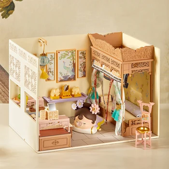 Naujas Medinis Lėlių namelis Miniatiūriniai su Baldų Komplektas Imperial Palace 
