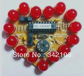 Nemokamas Pristatymas!!! 5vnt 51 pavienių valdybos modulis stc12c2052 raudona širdies formos šviesos skleidimo elektroninių diyLED muzikos rinkinys