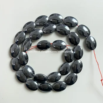 Nemokamas Pristatymas Natūralaus Akmens Nėra Magnetinių Ovalo Formos Juodasis Hematitas Karoliukai 10x14 13x18MM 15