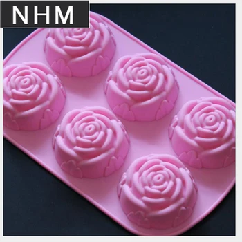 NHM 1 vnt Silikono formos 6 su ovalo formos korėjos rožių pyragas pudingas modelis