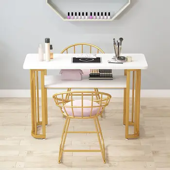 NordicImitation marmuro lenta net garsenybių marmuro modelio nagų stalo kėdė nustatyti, kaustytomis geležies viena dviguba triguba manikiūro stalą