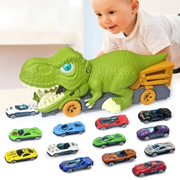 Nuryti Dinozaurų Transporto Sunkvežimių Stumti Automobilį Žaislas su Mažais Lydinio Automobilių Žaislas Juokinga Anti-Crash Sunkvežimių Žaislas Vaikiška Dovana