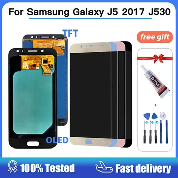 OLED LCD Samsung Galaxy J5 2017 J530 J5 Pro SM-J530F J530M LCD Ekranas + Touch Ekranas, Reguliuojamas skaitmeninis keitiklis Asamblėja