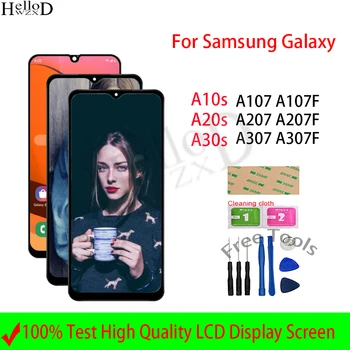 Originalus LCD Ekranu Samsung Galaxy A10s A20s A30s A107 A207 A307 LCD Ekranas Jutiklinis Ekranas skaitmeninis keitiklis Asamblėja