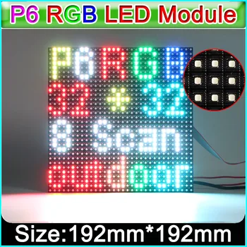 P6 Lauko full LED ekranas modulis 1/8 Nuskaitymo 192*192mm 32*32 taškų,Lauko Vandeniui P6 RGB LED Ekranas