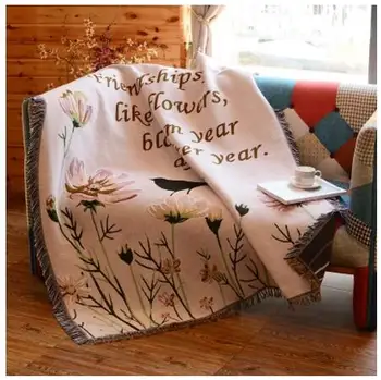 Paprasta derliaus gėlių dvigubi sluoksniai siūlų, antklodė, sofos rankšluostį medvilnės linija, staltiesės siuvinėjimas Bay lange kilimėlis