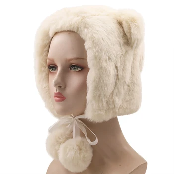 Paprasta Moterų Žiemos Tirštėti Pliušinis Šiltas Earflap Skrybėlę Cute Girl Meška Ausis Vėjo Beanie Kepurė su raišteliu Smakro Dirželis