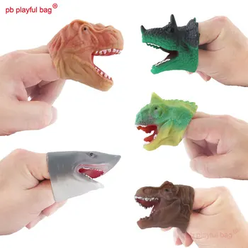 PB Žaismingas Maišas 5 Tipų Vaikų Minkštos Gumos Gyvūnų Galvos Vertus, Lėlių, Žaislų, Pirštinės Modelis Kūrybos Dovana Dinozaurų Ryklys WG22