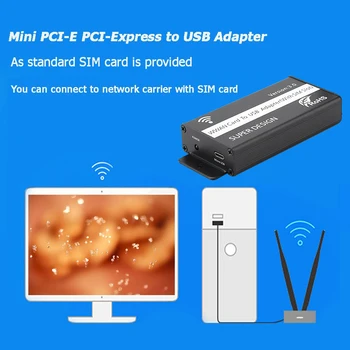PCI-E Mini PCI-E, PCI Express Bevielis Kortelės Į USB Adapteris Kortelę, SIM Kortelės Lizdas Bevielis Adapteris, Skirtas WWAN/LTE Modulis