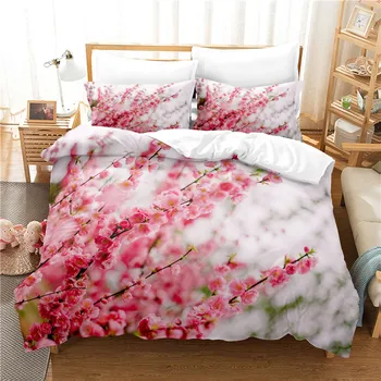 Pink Gėlių Patalynės Komplektas, Miegamojo Minkštas Lovatiesės Lova Namų Comefortable Antklode Padengti Kokybės Antklodė Padengti Ir Užvalkalas