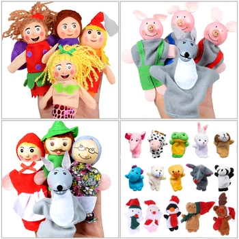 Pirštų Lėlės Rinkinys Kūdikių 10 vnt Gyvūnų Pliušinis Lėlės Rankų Cartoon Šeimos Vertus Lėlių Medžiaga teatro Švietimo Žaislai Vaikams Dovanos