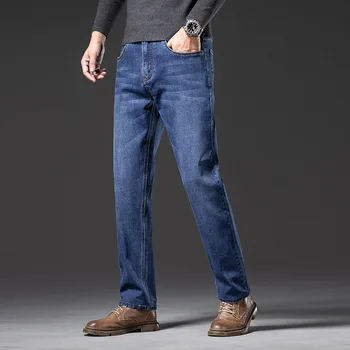 Plus size black jeans vyriški rudenį Didelio dydžio ruožas vyriški tiesiai tėtis ilgas kelnes 48 46 44 mens kelnės