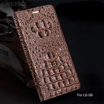 Prabangus natūralios odos apversti telefoną atveju Krokodilas atgal tekstūros Už LG G5 Visi-rankų darbo telefono dėklas