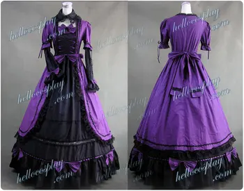 Renesanso, Gotikos Medvilnės Violetinė Lolita Dress Kamuolys Suknelė H008