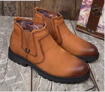 Rudens-žiemos vyrų Europos, Amerikos Martin batai High-top Originali oda Plius aksomo Išlaikyti šiltas batai zip Buckle batai