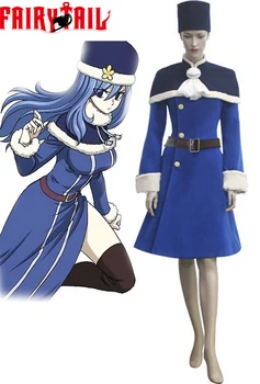S-3XL Fairy Tail Anime Cosplay Lietaus Moteris Juvia Lockser Mėlyna Lolita Dress Helovinas Cosplay Kostiumai, Paltai+skrybėlės+diržus+skaros