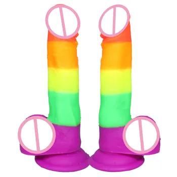 Spalvinga Skysto Silikono dildo suaugusiųjų žaislas minkštas dildo sekso žaislų, vibratorių Realus didelis penis į makštį želė varpos sexo moterys Lesbietės