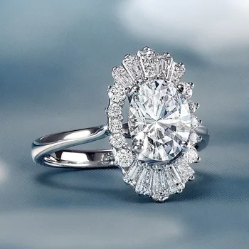 Spalvingas Vestuvinį Žiedą, Moterims, Sidabro Spalva Balta Kubinis Cirkonis Modernaus Dizaino Moterų Mados Piršto Žiedai Naujai Papuošalai