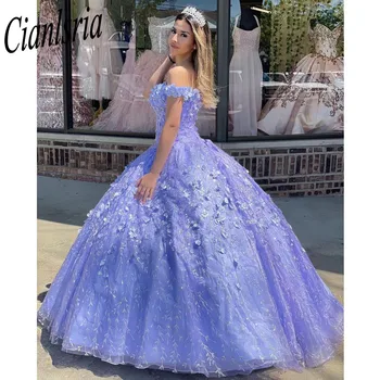 Sparkly Alyvinė Brangioji Quinceanera Suknelės Saldus 16 Mergaičių Princesė Dress vestidos de xv años 2023