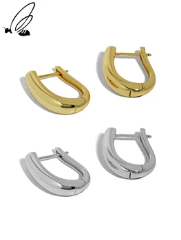 S'STEEL 925 Sterlingas Sidabro Hoopas Auskarai Dovana Moterims Minimalistinio Dizaino U-formos Earings Sklandžiai Tekstūros 2021 Tendencija Juvelyriniai dirbiniai