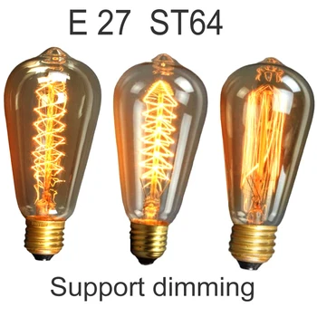 ST64 LED 40W Pritemdomi Aukso, Kaitinamosios Lemputės E27 Lemputė 220V Vintage 