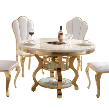 stalas ir kėdė derinys namų apvalus valgomojo stalas su patefonu Hotel hot pot apskritojo stalo individualų