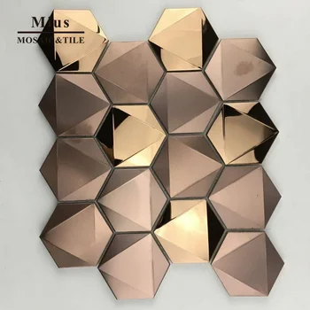 Supaprastinti Rose gold šešiakampe nerūdijančio plieno mozaikos plytelių vidaus apdaila