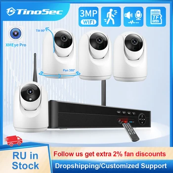 TinoSec HD 3MP Patalpų Belaidžio Saugumo kamerų Sistema 8CH H. 265 Kūdikio stebėjimo Dviejų krypčių Garso Humanoidų Auto Stebėjimo CCTV Vaizdo P2P
