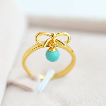 Unikalus kūrybinis dizainas turkio spalvos kaspinėlis pakabukas atidarykite reguliuojamas žiedo gaivus ir elegantiškas senovės aukso meistriškumo ponios papuošalai