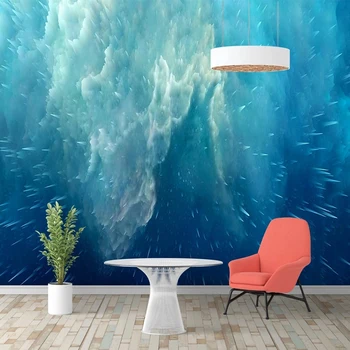 Užsakymą Bet kokio Dydžio Freska Blue Cool 3D Stereo Sienų Medžiaga Papel Tapiz Gyvenamasis Kambarys su Sofa-lova, TV Foną, 3D Tapetai Namų Dekoro Freska
