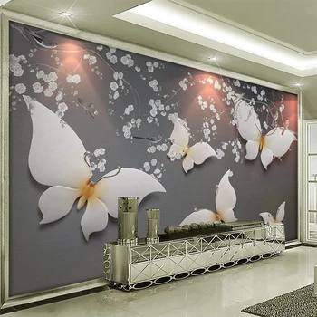 Užsakymą Bet kokio Dydžio Freska Tapetai Kinų Stiliaus 3D Drugelis Reljefo, Gyvenamasis Kambarys Miegamasis Fone Sienų Apdailai Meno Tapybos