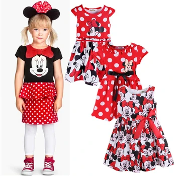 Vaikai Drabužių Vasaros Mergaitės Animacinių filmų Minnie Mouse Suknelė Mergaitės Kostiumas Rožinė Vaikiška Mergaičių Suknelės Atsitiktinis 2-6y