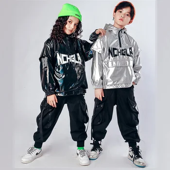 Vaikas Hip-Hop Drabužių Hoodie Palaidinukė Megztinis Švarkas Viršuje Streetwear Taktinis Crago Kelnės Mergaitėms Berniukai Kostiumas Drabužiai