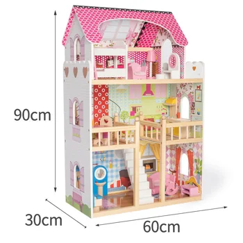 Vaikų interaktyvių žaidimų patirtis žaislas mergina dovana medinių žaisti namuose princess lėlių namas villa pilis