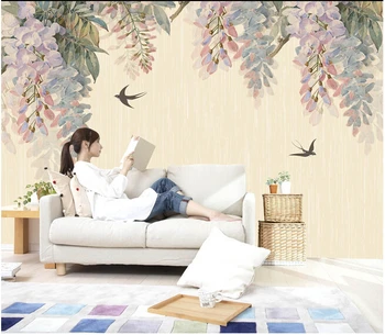 Vartotojo 3D freskomis, 3D Retro Europos stiliaus kabo vynuogių papel de parede,gyvenamasis kambarys su sofa-lova, TV wall miegamojo sienos popieriaus