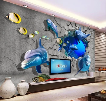Vartotojo 3D freskomis,3D trimatis povandeninį pasaulį,gyvenamasis kambarys su sofa-lova, TV wall miegamojo sienos popieriaus