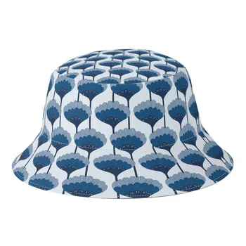 Vasaros Unisex Harajuku Kibirą Skrybėlės Delft Blue Gerbėjas Gėlės Moterims, Vyrams, Žvejybos Kepurės Rudenį Beach Sun Skrybėlė Bob