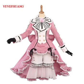 VEVEFHUANG Black Butler Ciel Phantomhive Lolita Pink cosplay kostiumų Kuroshitsuji Ciel Phantomhive Nėrinių Tarnaitė Teismas paradinėmis