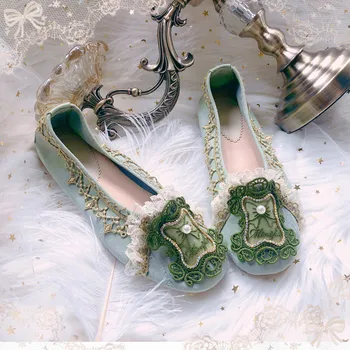 Vintage retro palace sielovados stiliaus minkštas mergina laisvalaikio moteriški batai seklių burną nėrinių kawaii batai cosplay loli kasdien batai cos