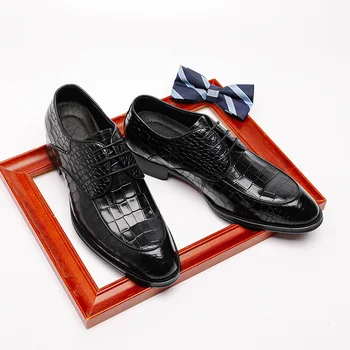 Vyriški Krokodilas Suknelė natūralios Odos Batus, suvarstomi Vestuves Shoes Mens Verslo Biuro Oxfords Butai